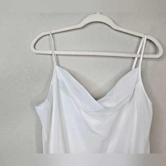 Tash and Sophie Womens Mini Dress Sz L Slip Silhouette Draped Bodice Cowl Neck - Picture 3 of 13